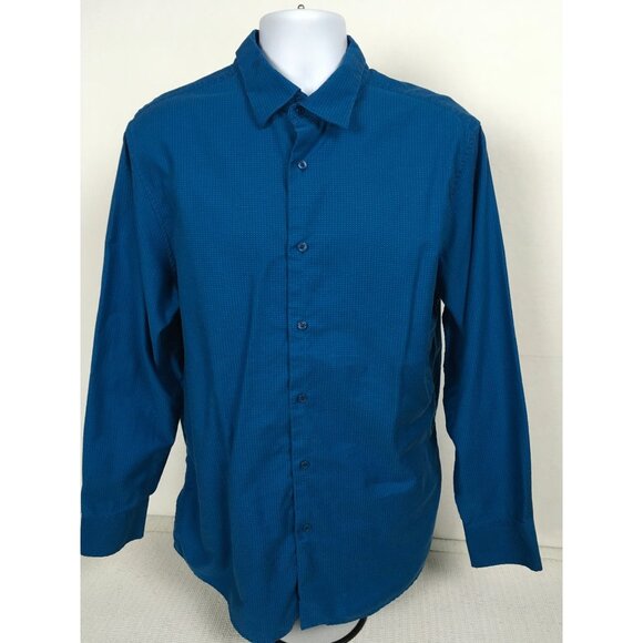 Inc Mens Shirt Size XL Blue w Tiny White Dots Button Up Long Sleeves No Pockets - Picture 1 of 13